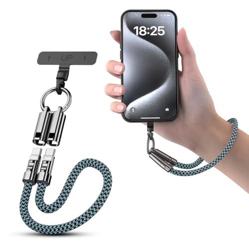 TOP-UP Hand Wrist Lanyard 1ft (30cm) – Universal Cell Phone Strap with Built-in 240W USB C Charging Cable & Data Transfer – Durable Rope, Travel Essentials for iPhone 17/16/15 & Smartphones