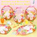 CCINEE 60 Packs Easter Treat Bags Bulk, Easter Gifts Bags with Handle Sealing Bunny Goodie Cellophane Ziplock Bag Bulk for Classroom School Party Favors Gift Exchange