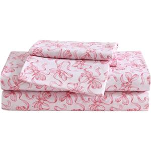 Betsey Johnson - Twin XL Bed Sheets, Soft Bedding with Matching Pillowcase, Fade & Wrinkle Resistant, Lightweight for Year Round Use, Dorm Essentials (Ballet Bows Pink)