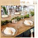 Gejoy 18 Pcs Round Burlap Placemats Wood Bead Napkin Rings with Dinner Napkins Cloth, Jute Heat Resistant Placemats Boho Wooden Rings for Plates Wedding Dining Table