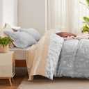 Bedsure Duvet Cover Full Size - Reversible Grey Full Duvet Cover Set with Zipper Closure, 3 Pieces Cute Floral Botanical Pattern Bedding Set with 8 Corner Ties and 2 Pillow Shams