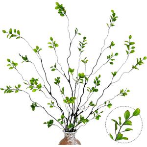 Waipfaru 4PCS Artificial Ficus Branches for Vase, Faux Greenery Stems for Vase Filler, 47in Realistic Flexible Eucalyptus Stems Fake Artificial Twig Plants Indoor Home Tables Centerpieces Office Decor