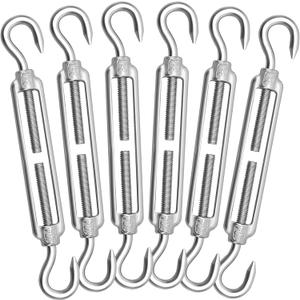 HYASIA Sun Shade Sail Hardware Kit 6 Inch - Hook & Hook Turnbuckle for Rectangle & Triangle Shade Sail Install, Stainless Steel Shade Sail Fixing Accessories for Outdoor Patio Canopy Garden6PCS