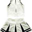 Kids/Girls' Cheerleader Costume Uniform Cheerleading Children Dress Outfit Halloween (White, M)