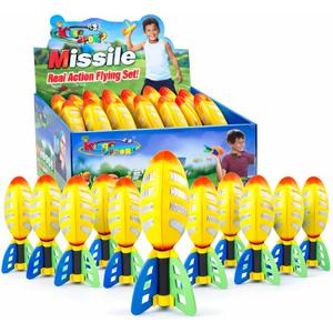 Liberty Imports 12 Pack Flying Foam Foam Missile Footballs with Tails, Sports Aero Pocket Flyers Toys for Kids Outdoor Backyard Activities, Games, Party Favors (9 Inches)