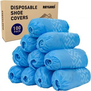 Shoe Covers Disposable - Non-Woven Fabric Shoe Covers for Indoors, Fit Up To 11 US Men and 13 US Women Size to Protect Your Home, Floors and Shoes (Blue, 100 Pack)