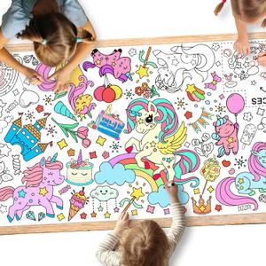 Gatherfun Unicorns Birthday Party Giant Coloring Poster - 31.5x 72 Inches - Versatile Classroom Wall Dcor & Unicorns Birthday decorations-Poster or Table Cover for School Parties and Special Events