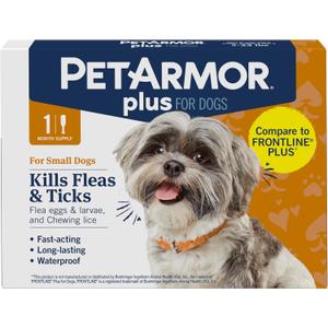PetArmor Plus Flea and Tick Prevention for Dogs, Dog Flea and Tick Treatment, 1 Dose, Waterproof Topical, Fast Acting, Small Dogs (5-22 lbs)