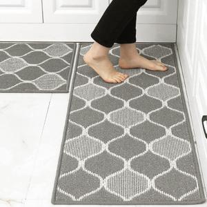 ZYFAB Kitchen Rug Mats Polypropylene Soft Kitchen Floor Mats Absorbent Non-Skid Kitchen Mat Standing Mat Machine Washable,Grey,45 * 75cm