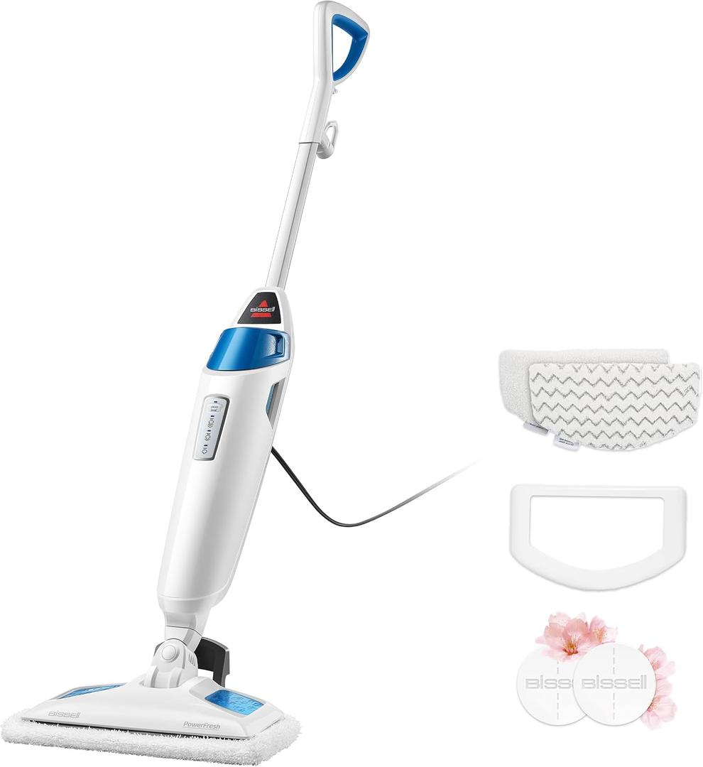 BISSELL Steam Mop 1940A PowerFresh Floor Steam Cleaner for Hard Wood & Tile with Natural Sanitization, Easy Scrubber, Variable Steam, 12” Cleaning Path