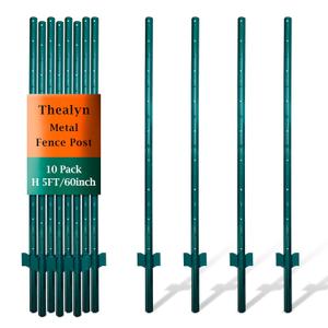 Fence Posts 4.8 Feet, Pack of 10, Metal Fence Poles U Post Sturdy Duty Fence Stakes Step in Post No Dig Fence Post for Garden Wire Fence Steel Sign Post (Fits to 4-ft Fence Mesh)
