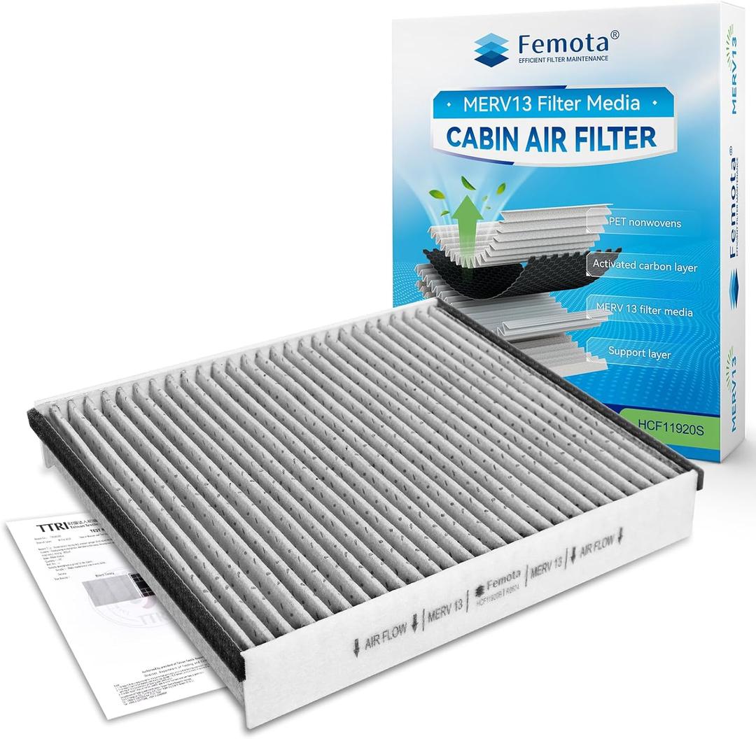MERV 13 Cabin Air Filter with Activated Carbon, CF11920 Replacement for Ford Escape, Focus, Transit Connect, C-Max, GT, Lincoln MKC.