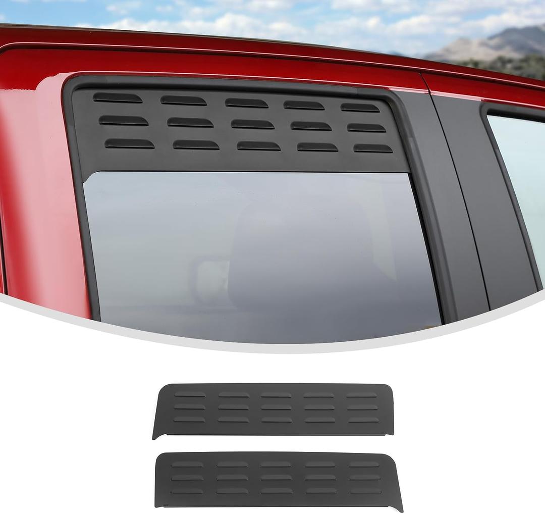 Linskip Aluminum Rear Window Vent Shades Compatible with 2023 2024 2025 2026+ Chevy Colorado & GMC Canyon, Rear Door Window Louvered Rain Deflectors, Exterior Accessories