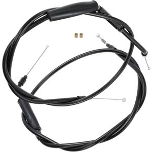 37" Black Vinyl Stainless Steel Braided Extended Throttle and Idle Cable Kit for 2004-2006 Harley Sportsters Models 12" Handlebar