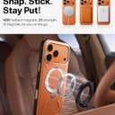 TORRAS Organic Leather for iPhone 17 Pro Case with Stand, Fit for Magsafe, 360 Spin Kickstand with Camera Control, Premium Leather Durable Stylish Q3 VegSkin for iPhone 17 Pro Phone Case, Burnt Orange