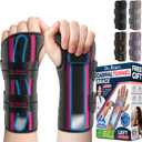 DR. BRACE Adjustable Wrist Brace Night Support for Carpal Tunnel, Doctor Developed, Upgraded with Double Splint & Therapeutic Cushion,Hand Brace for Pain Relief,Injuries,Sprains (S/M Left Hand, Black-Pink)