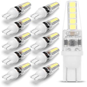 ALIDE T10 T5 921 922 912 194 168 RV LED Bulbs Cool White 10-Packs, Bright 6000K LED Replacement 12 Volt Landscape Camper Trailer Boat Trunk Interior Dome Map License Backup Reverse Lights