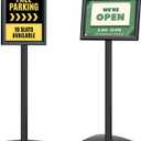 Heavy Duty Pedestal Sign Holder for Display, 8.5 x 11 inches Adjustable Floor Standing Sign Holder with Weighted Base , Vertical and Horizontal View Sign Stand for Indoor/Outdoor AdvertisingBlack