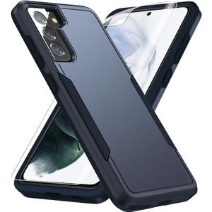 for Samsung Galaxy S21 Case,with HD Screen Protector [Military Grade Drop Tested] Heavy-Duty Tough Rugged Shockproof Protective Case for S21, Blue