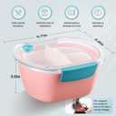 Small Salad Container for Lunch-35oz Divided Bento Box Lunch Box for Fresh Meals,Portable Salad Bowls To Go with 2-Compartment Tray Meal PrepLeak Proof Tritan Lid, Dishwasher & Microwave SafePink