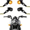 QUASCO Mini Bullet Motorcycle Turn Signals, Smoked Lens Metal LED Turn Signal Lights for Cafe Racer Cruiser Compatible with Harley Honda Yamaha Kawasaki - 2 Pcs