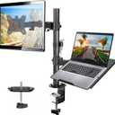 HUANUO Adjustable Monitor Stand, Single Arm Desk Mount for 32 inch Screen and 17 inch Laptop, Heavy Duty Ergonomic Bracket Holds 22lbs