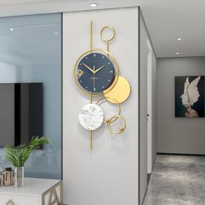 Large Wall Clocks for Living Room Decor Big Modern Wall Clock Battery Operated Silent Non-Ticking for Bedroom Office Kitchen Home Decoration Gold Metal Unique Wall Watch Clock 15 * 30 Inch