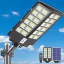 Deepn 8000W Solar Street Light, 480000 Lumens Dusk to Dawn LED Flood Lights Outdoor Motion Sensor, IP66 Waterproof Commercial Grade Solar Outdoor Lights with Remote Control for Parking Lot