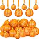 TBD Decor 36Pcs Fall Pumpkin Ornaments Mini Orange Pumpkin Ball Ornaments for Tree Fall Hanging Pumpkin Decorations for Thanksgiving Halloween Home Decor