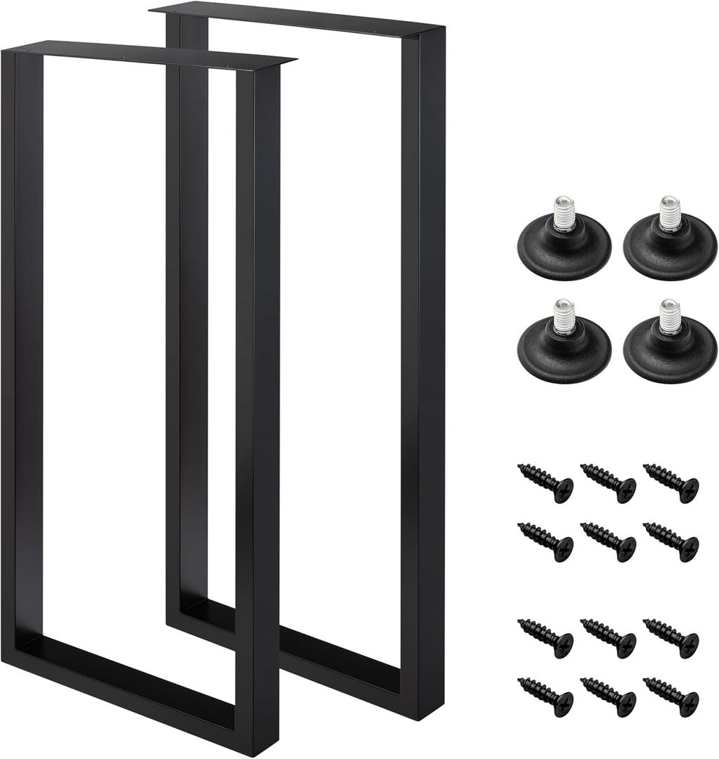 36 Inch Metal Bar Table Legs for Desk, Dining Table with Adjustable Feet Pads,Home DIY Furniture LegsBlack Set of 2(W18*H36).