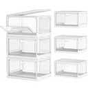 Kmiectse Clear Storage Bin with Lid 3 Pack 【Stackable & Sturdy】 Plastic Multifunctional Folding Storage Bins for Bedroom, Living Room, Study,Room, 23 QT Folding Box with Magnetic Door