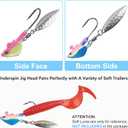 OROOTL Fishing Jig Heads Underspin Jig Head Hooks with Spinner Blades Under Spin Bladed Swim Jigs for Saltwater Freshwater Fishing 1/4oz 3/8oz 1/2oz (Blue Pink)