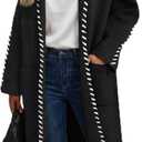 VIMPUNEC Womens Fall Long Cardigan Sweaters Oversized Chunky Jackets Open Front Knit Outwear Coats with Pockets (XL)