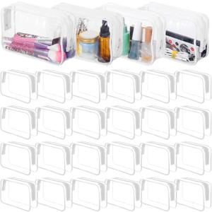Molain 24 Pack Clear Makeup Bag, Waterproof Toiletry Bags, PVC Makeup Bags for Women, Organizer Case with Zipper for Travel Bathroom(Transparent)