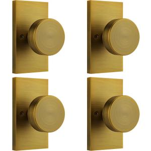 Dummy Door Knobs Interior, Antique Brass Door Knobs for Closet, Single-Side Dummy Door Handle, Inactive Door Knobs 4 Pack