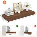 Heimlove 24 x 12 Inch Deep Floating Shelves Wall Mounted with Invisible Brackets,Storage Hanging Shelf for Wall Decor in Bathroom, Bedroom, Toilet, Kitchen, Living Room, Office Set of 1 (Walnut)