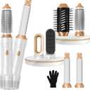 6 in ONE Blow Dryer Brush, Curling Wand Hair Styling Tools Set, Ionic Hot Air Hair Dryer, Massage Oval Hair Dryer, Left&Right Hair Curlers 100-120V (White)