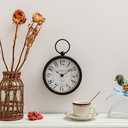 NIKKY HOME Small Retro Black Wall Clock 6 Inch, Battery Operated Vintage Metal Round Silent Analog Clock for Bathroom Kitchen Living Room Bedroom Office