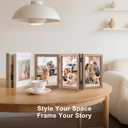 TOFOREVO 4x6 3 Picture Frame Triple Wooden Three Hinged Photo Frame Definition Glass Stand Vertically on Desktop or Tabletop
