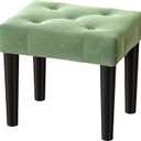Foot Stools Ottoman, Small Soft Footrest Ottoman with Wood Legs, Sofa Footrest Extra Seating for Living Room Entryway Office (Green)