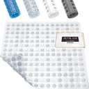 HITSLAM Shower Mat Anti Slip, Square Bath Mat for Tub Non Slip with Suction Cups and Drain Holes, 21x21 Inch Bathroom Shower Stall Floor Mat, Machine Washable, Soft on Feet, Clear