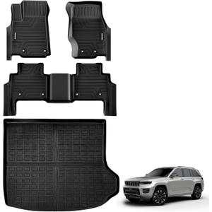 Floor Mats & Cargo Liner for 2022-2026 Jeep Grand Cherokee 5 Seats
TPE All Weather Floor Liners & Cargo Mat 4pcs Full Set Grand Cherokee Accessories Black