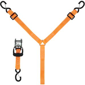 3 Point Ratchet Y Strap for UTV, ATV, Truck Bed Roof Rack Spare Tire Mount - 1.5 Inch Wide Adjustable Tire Tie Down Strap Over The Wheel with 3 Safety Clip Hooks