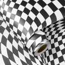FunStick 17.5"x354" Black and White Peel and Stick Wallpaper Modern Checkered Wallpaper Self Adhesive Vinyl Contact Paper Peel and Stick White Black Wall Paper for Room Walls Cabinets Drawers Shelves (354" x 17.5", Black/White)