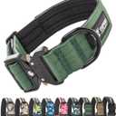 TSPRO Premium Dog Collars Tactical Dog Collar with Patch and Heavy Duty Quick-Release Metal Buckle Durable Thick and Adjustable for Medium to Large Dogs (Green L) (Patch-Equipped L (18.5"-25" Adjustable))