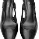 Pointed Toe Slingback Kitten Heels for Women, Leather Stiletto Heel Pumps with Elastic Strap Elegant Bridal Heel Dating Party Work Office Backless Pumps Shoes (M)