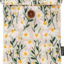Dadanism 6-7 Inch Embroidered Daisy Padded Sleeve for 7" All-New Kindle Paperwhite & Kindle Colorsoft/Signature Edition, Protective Sleeve Carrying Case for 6" Kindle E-Reader, 6" Kobo Clara BW, Beige