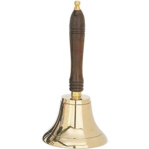 Large & Heavy Solid Brass Hand Bell School Bell Call Service Bell with Wood Handle 11"(H) 5"(D)