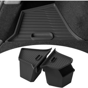 PUOENI New 2025 2026 Model Y Juniper Rear Trunk Storage Bins with Lids 2PCS Refresh Model Y Rear Trunk Storage Box TPE Waterproof Trunk Organizer for Model Y Juniper Interior Accessories