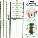 Legigo 3 Packs Plant Support Cages Tomato Cage for Garden- 36 Inch Adjustable Garden Cucumber Trellis Plant Stakes, Trellis Support Rings for Climbing Plants, Pots, Indoor Plants with 10 Plant Clips
